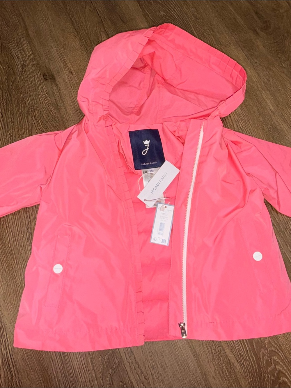 Jacadi Bright Pink Hooded Raincoat